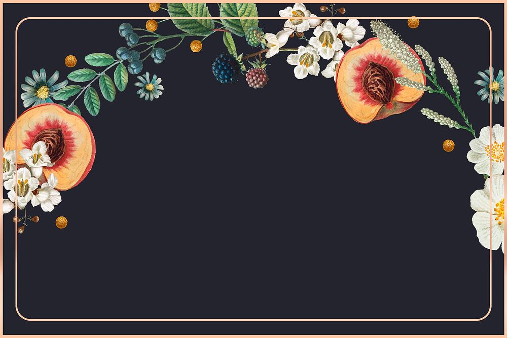 Fruit and flower frame vintage illustration with design space