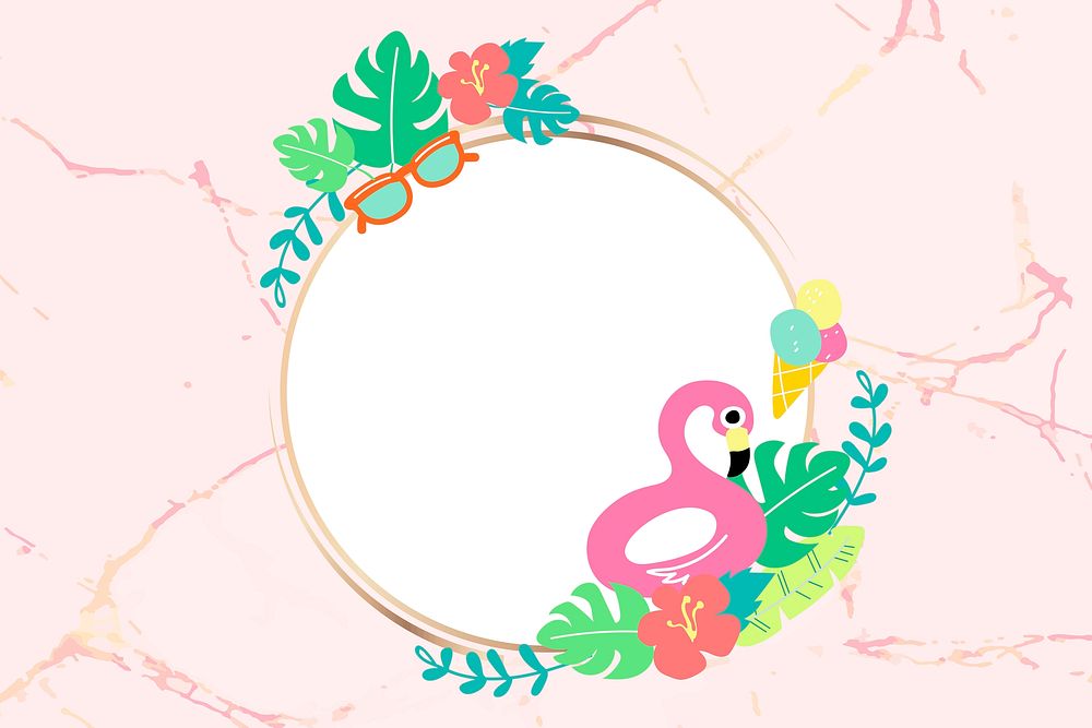 Round summer flaming frame vector