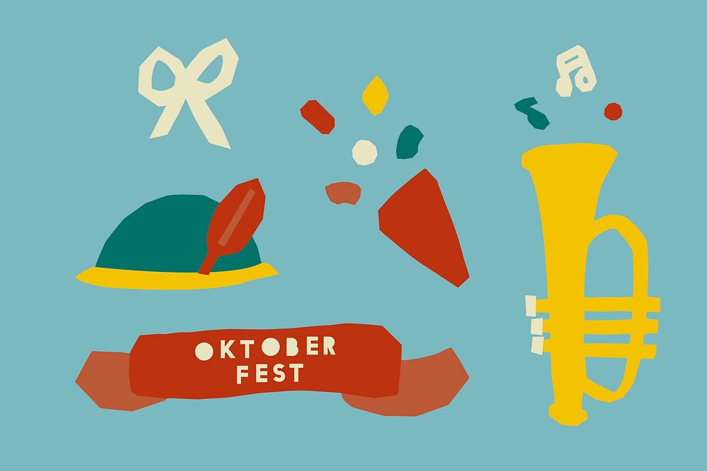 Cute Oktoberfest design element vector set