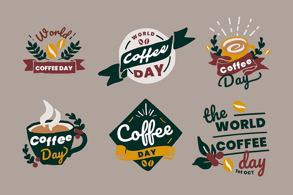 International coffee day logo vector set