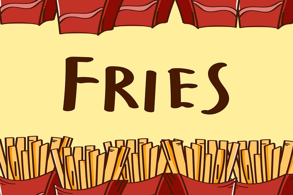French fries doodle pattern background vector