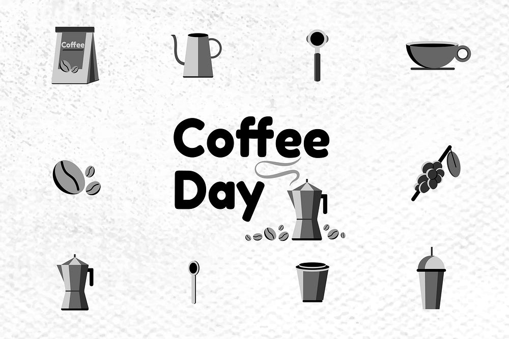 Coffee day utensil collection vector