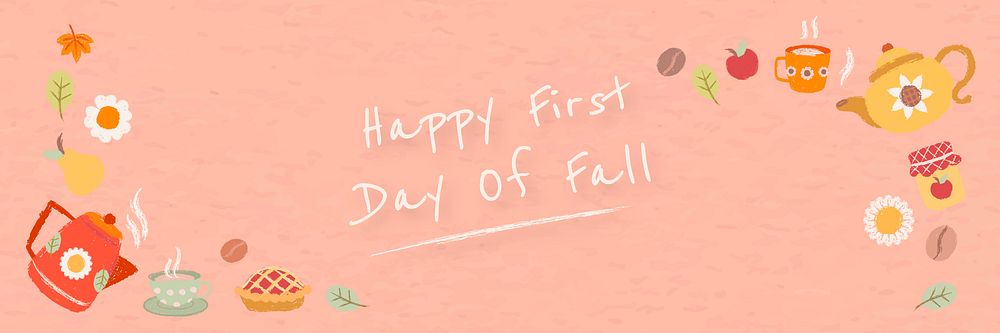 Happy first day of fall peach pink banner template vector
