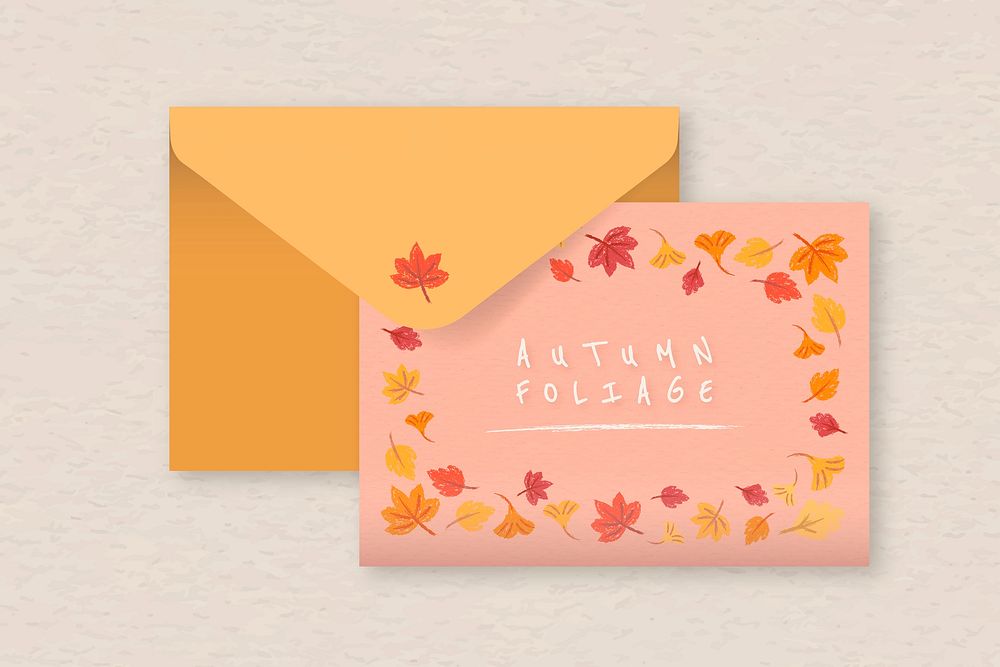Autumn themed card and envelope template vector