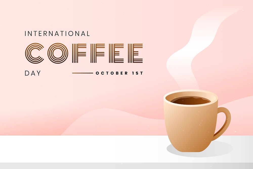 International Coffee Day pink background template vector