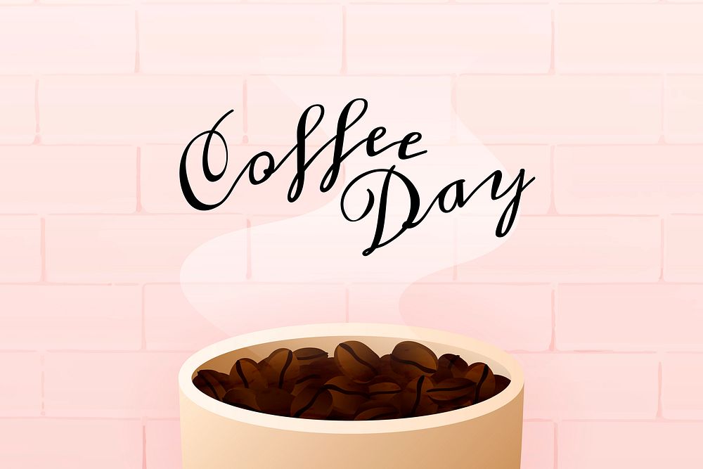 Coffee Day pink background template vector