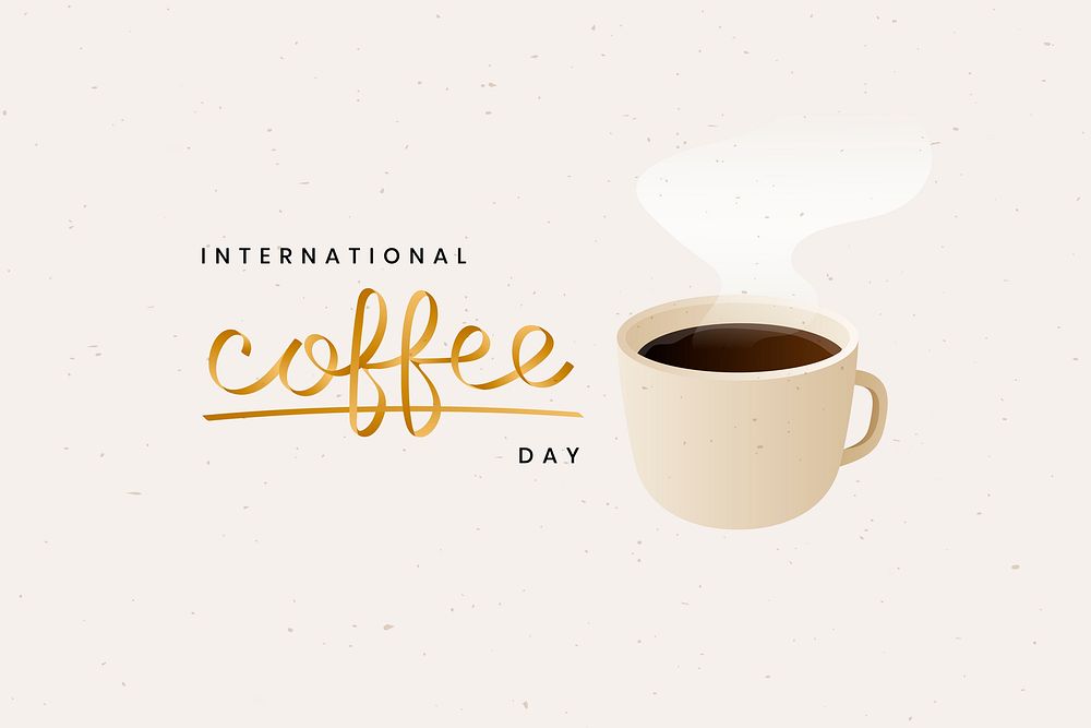 International Coffee Day beige background template vector
