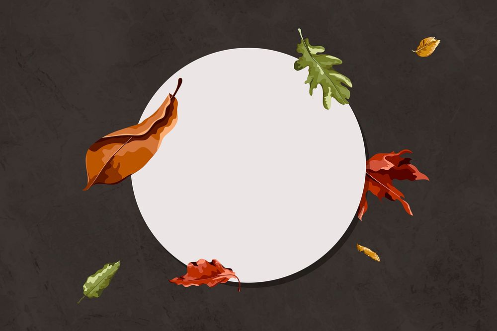 Blank round autumn leaves frame vector