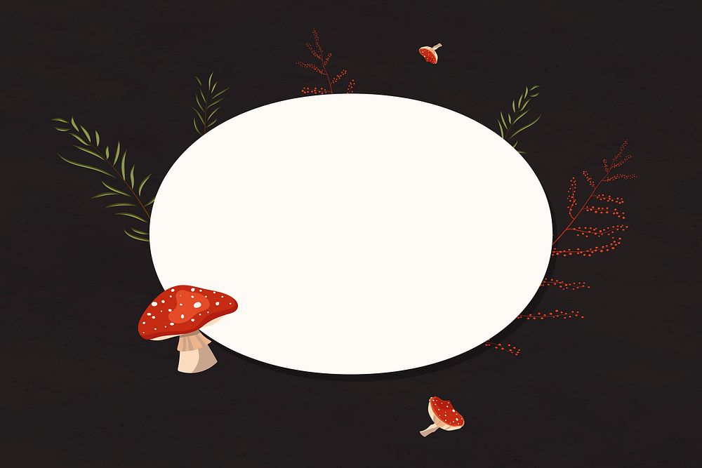 Blank oval mushroom frame vector