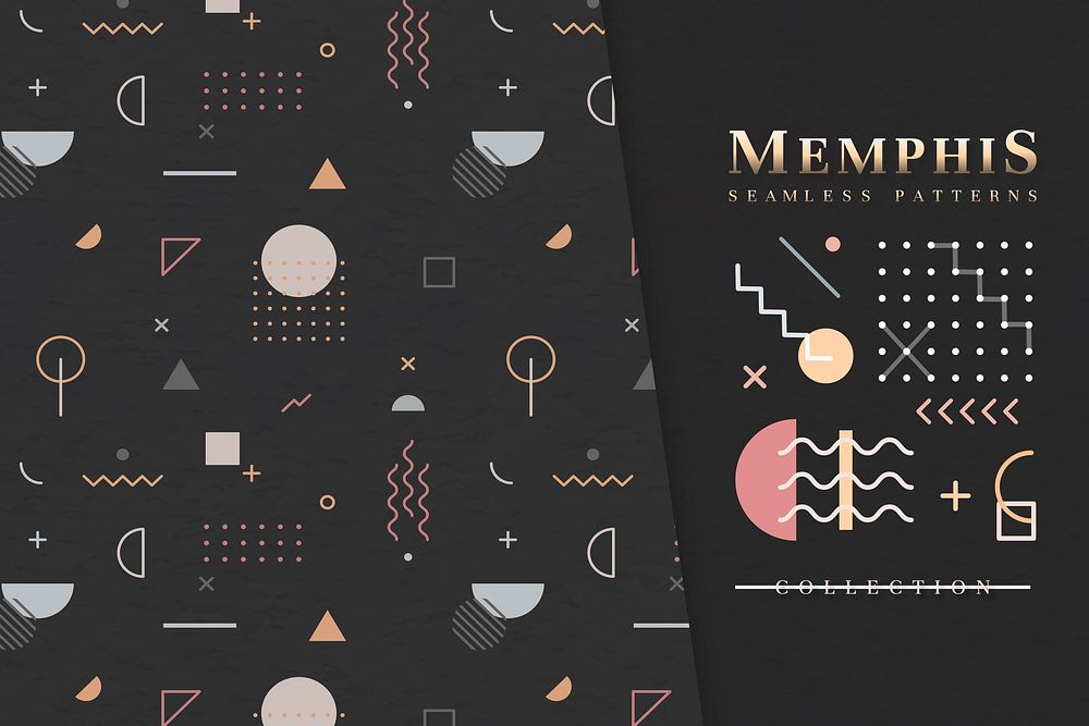 Black Memphis pattern wallpaper vector
