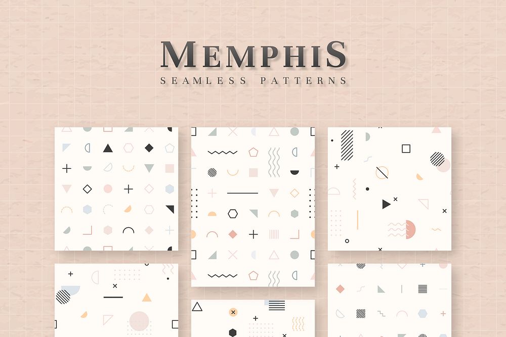 Cream Memphis pattern vector set