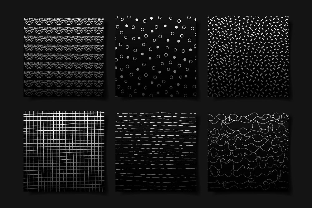 Black abstract brush background vector set