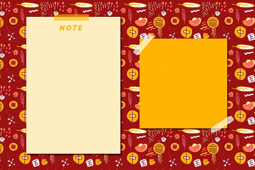 Blank yellow notepad on a Chinese background vector