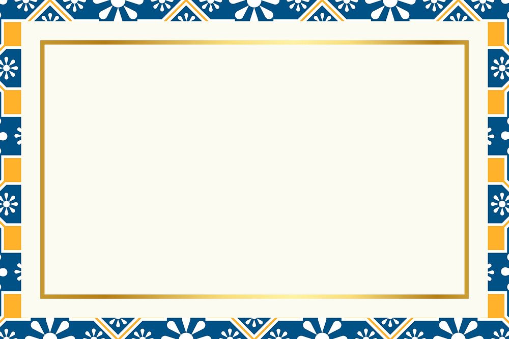 Gold frame with floral pattern on beige background vector