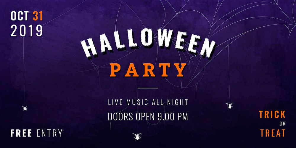 Halloween party dark purple poster template vector