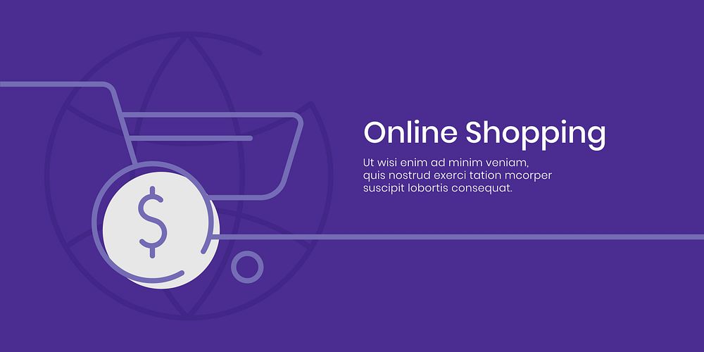 Purple online shopping design element banner vector