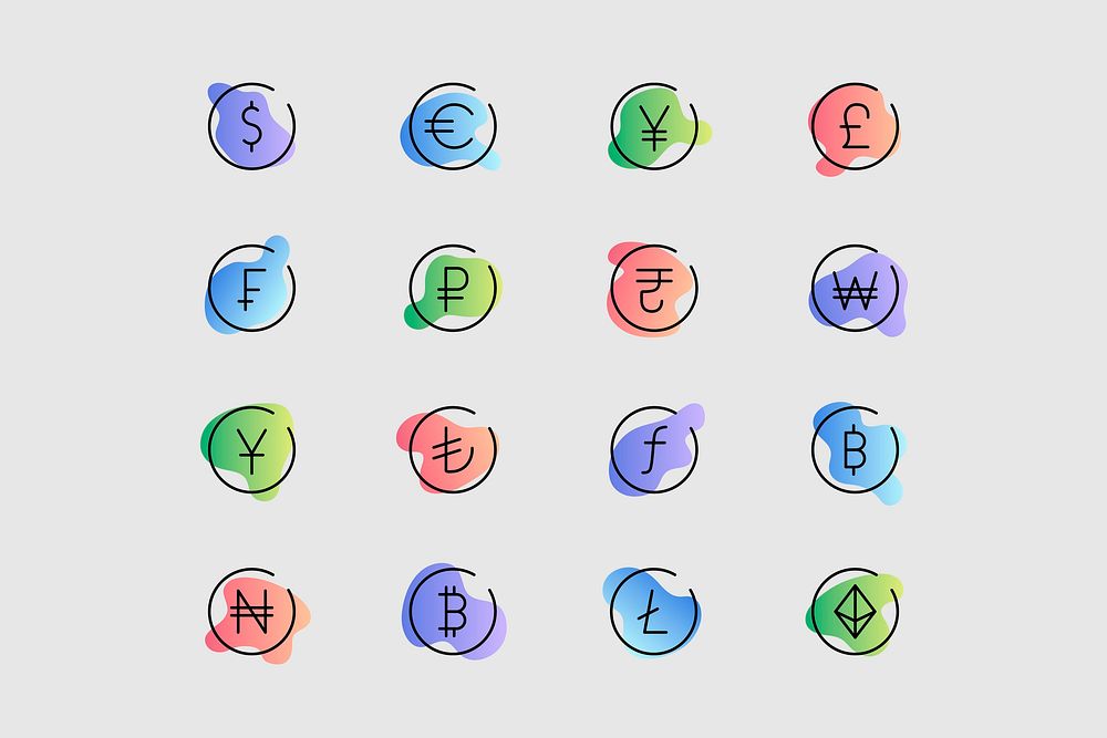 Currency exchange design elements vector set