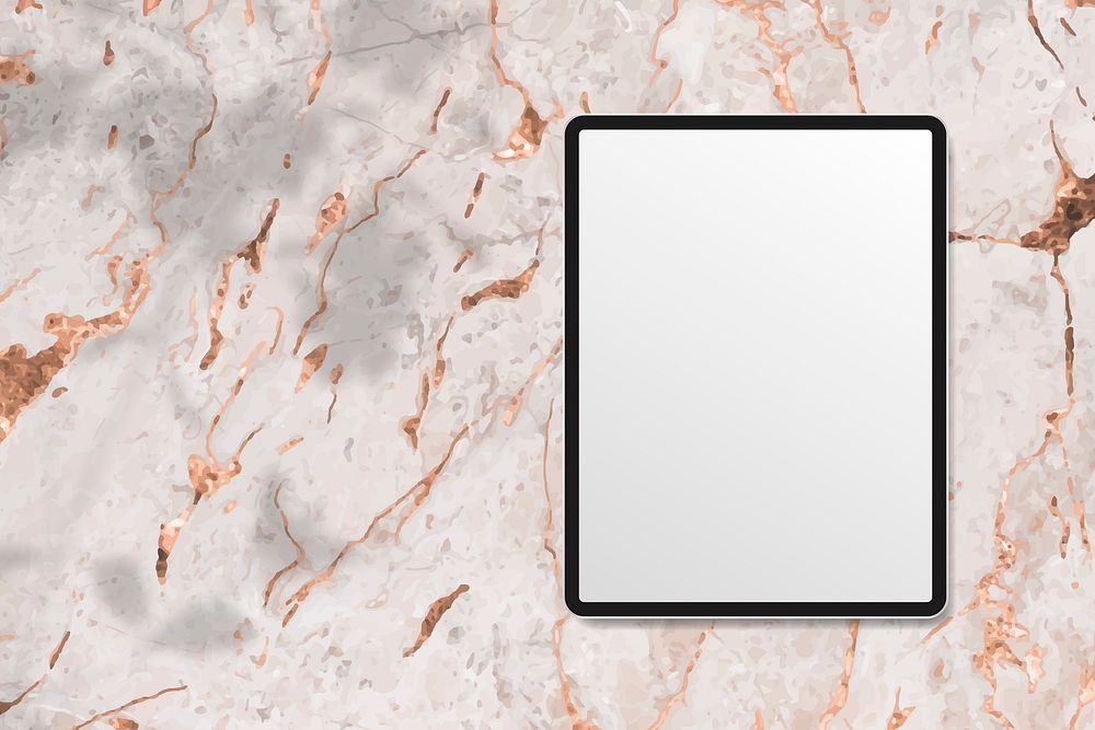 Digital tablet mockup on brown marble background vector