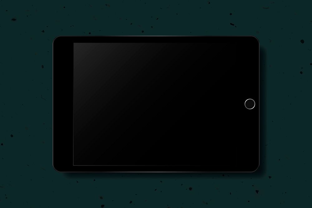 Black digital tablet mockup on green background vector