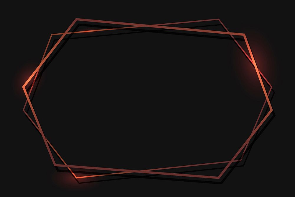 Bronze hexagon frame on black background template