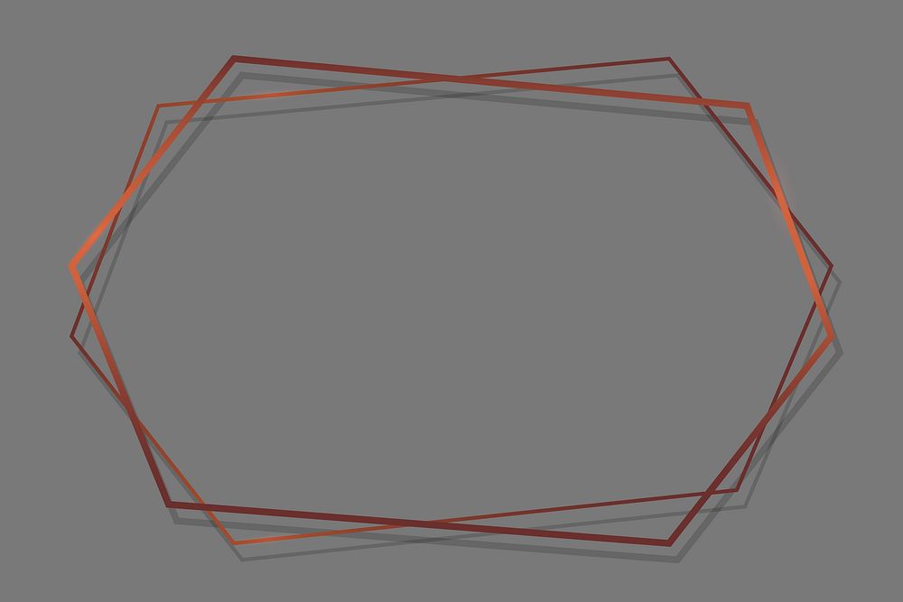 Bronze hexagon frame on gray background template