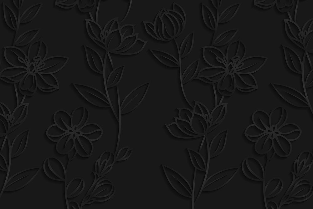 Floral pattern on black background vector
