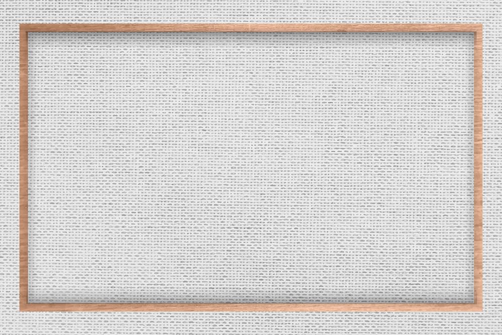 Wooden frame on gray fabric textured background vector