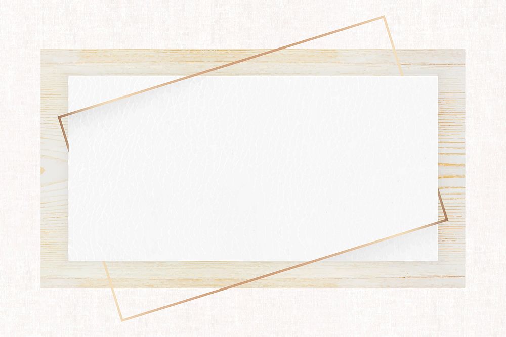 Beige wooden frame on white background vector