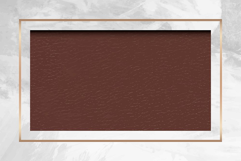 Gold frame with brown leather background vector