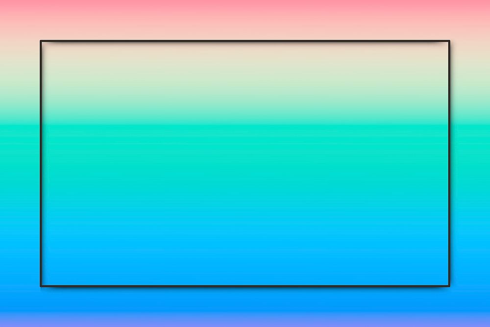 Black frame on pastel blue and green  holographic pattern background vector