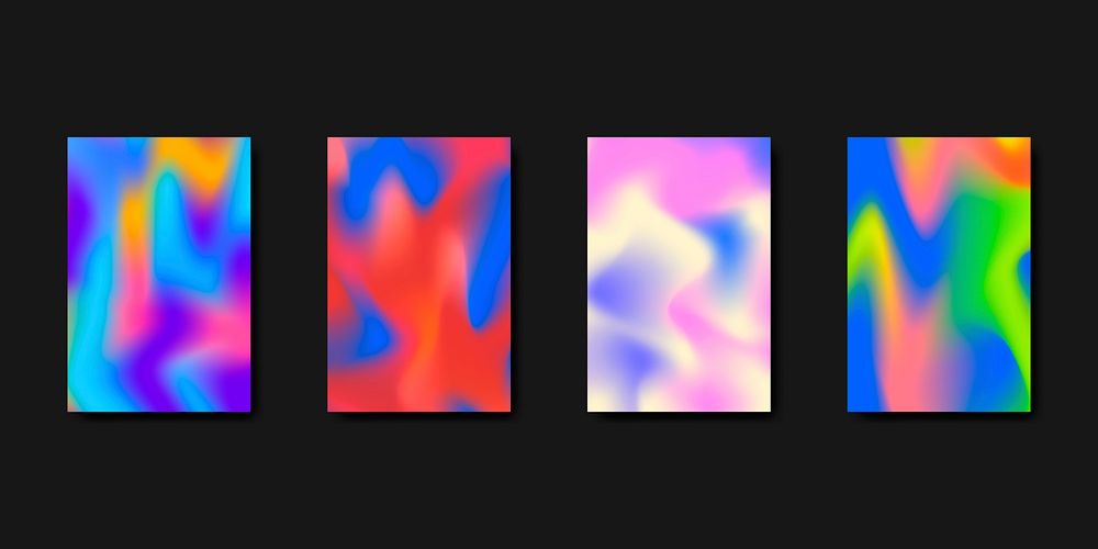 Colorful holographic pattern poster templates vector set