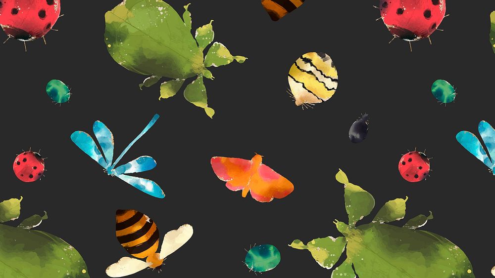 Insects watercolor collection vector