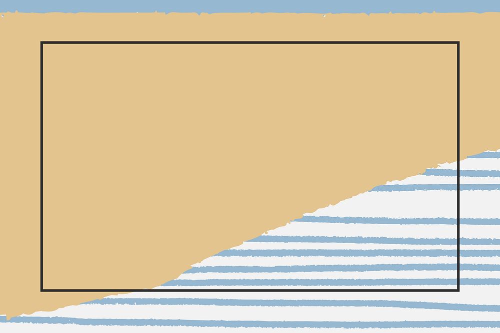 Black frame on hand-drawn stripes patterned beige background vector