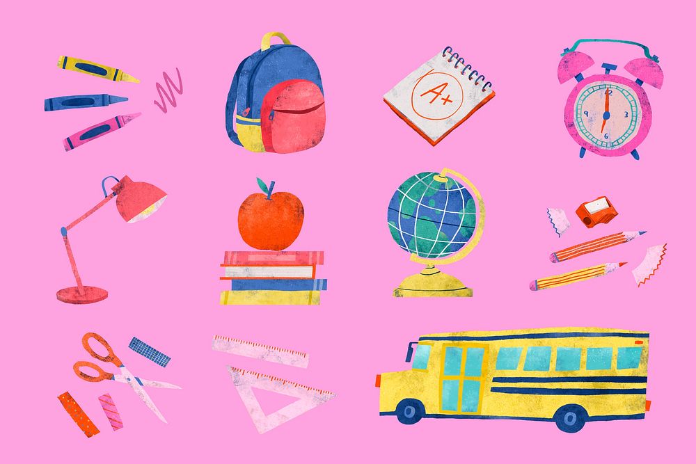 Back to school stationery vector set