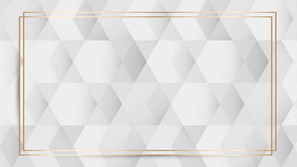 Gold frame on white and gray geometric pattern background vector