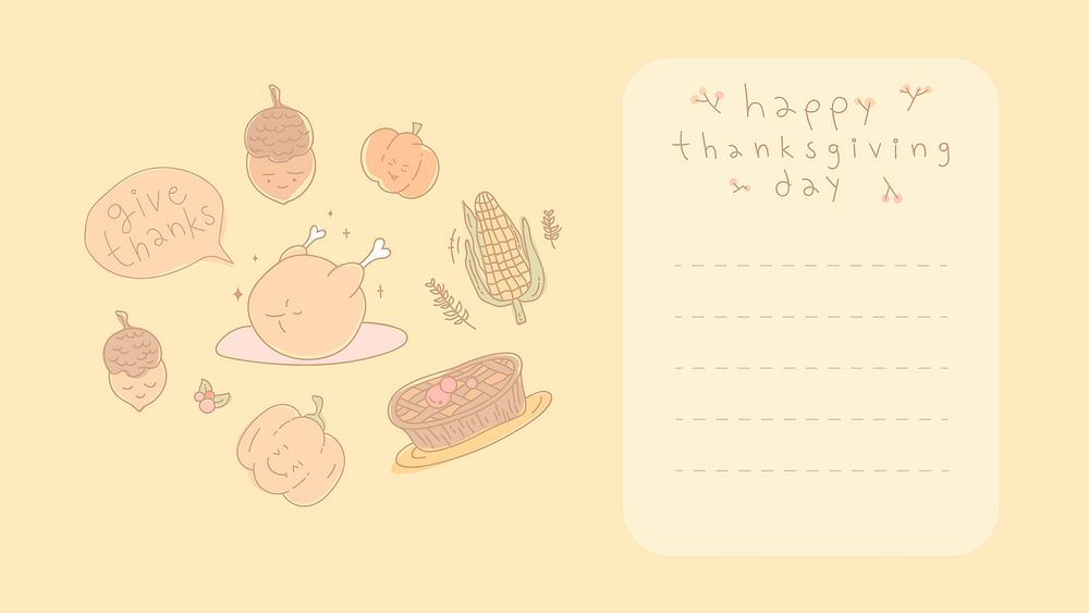 Thanksgiving notepaper doodle template vector