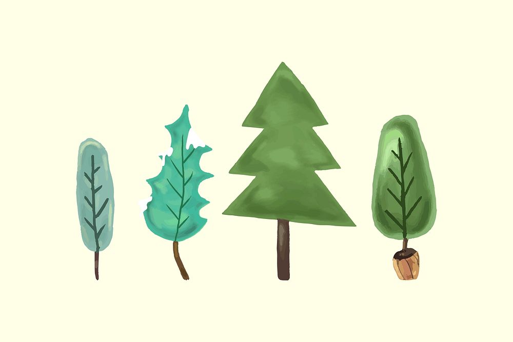 Cute pine tree set illustration