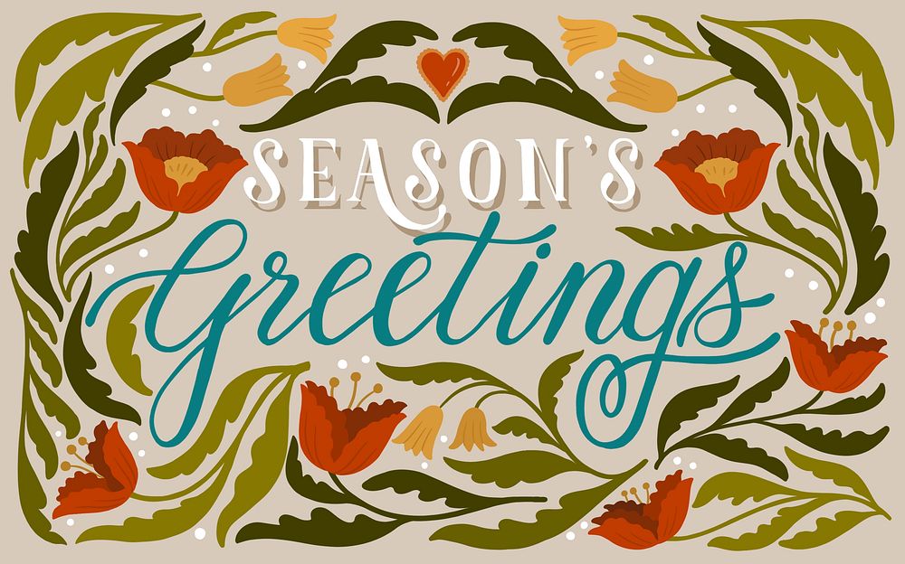 Season's greetings card design vector