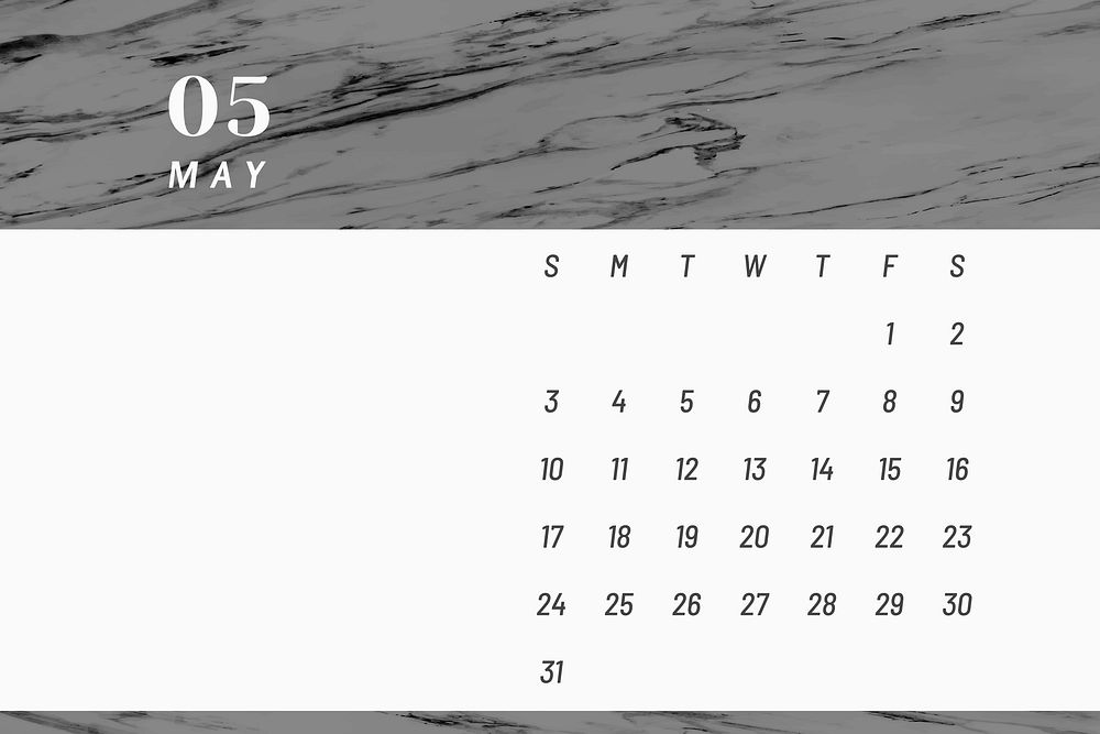 Black and white May calendar 2020 vector