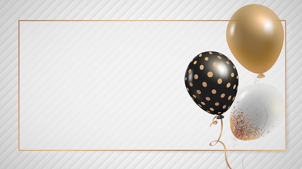 Golden rectangular balloons frame new year party