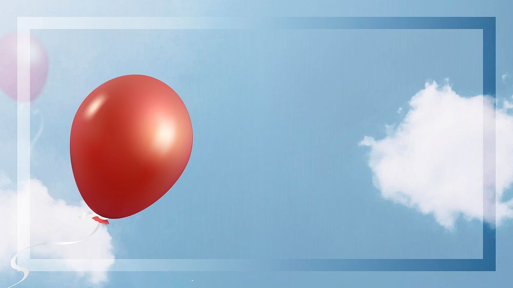Red flying balloons frame design vector