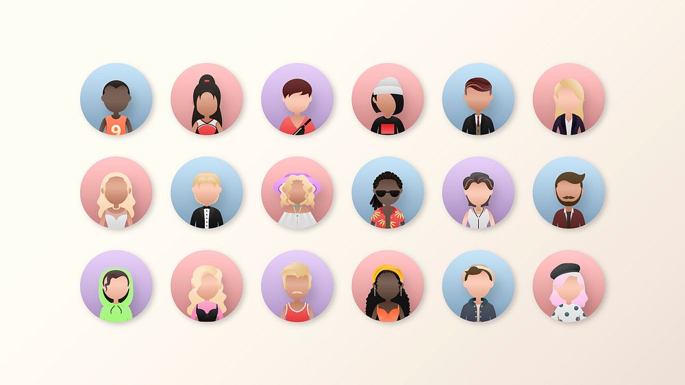 Set of diverse people avatars vector