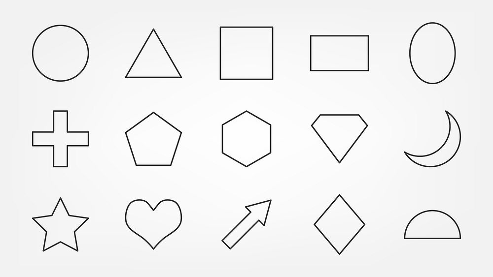 Stroke geometric shapes set