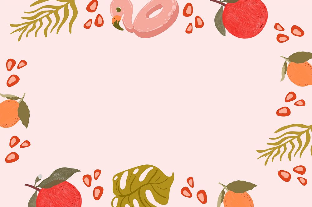 Tropical summer frame on a pink background design vector 
