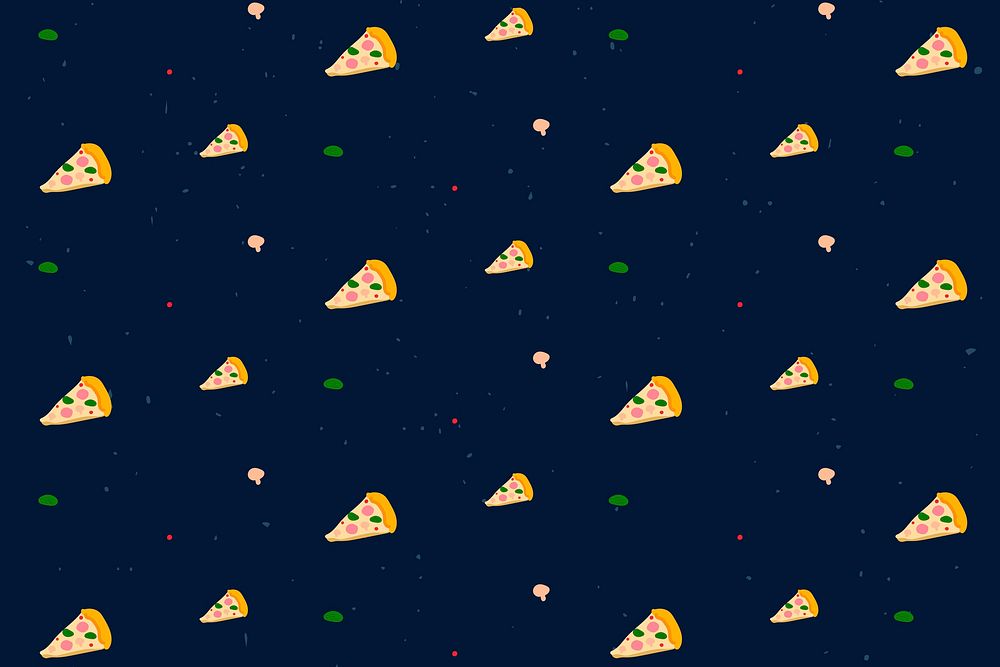 Psd pizza food pattern black background 