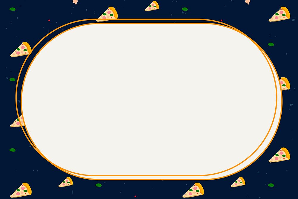 Psd oval frame on pizza pattern background