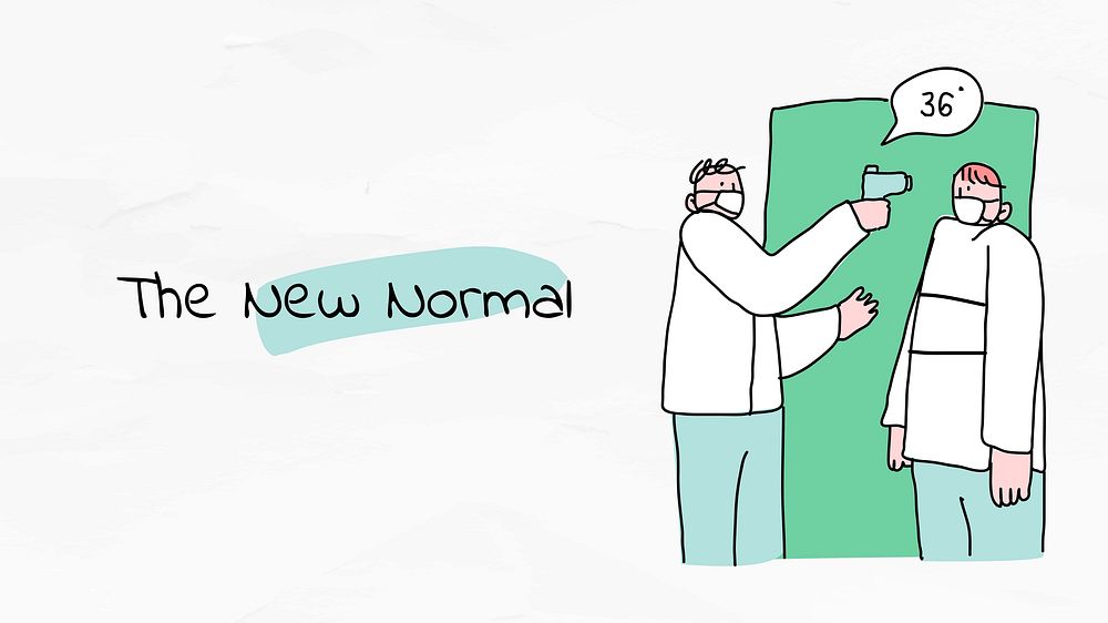 COVID-19 new normal lifestyle cute doodle character poster