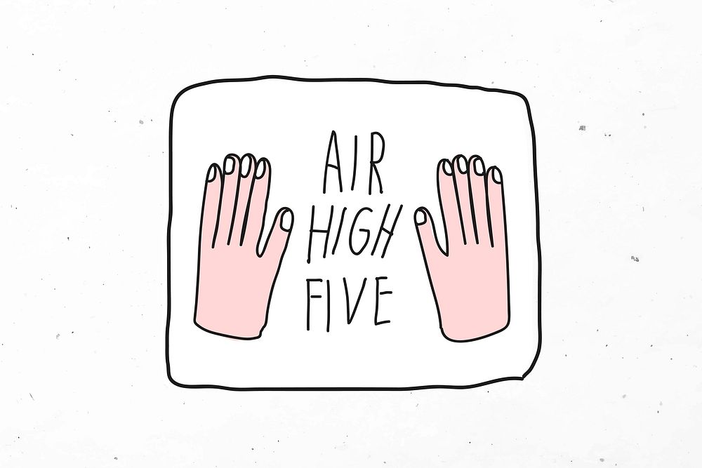 Air high five social distancing doodle illustration
