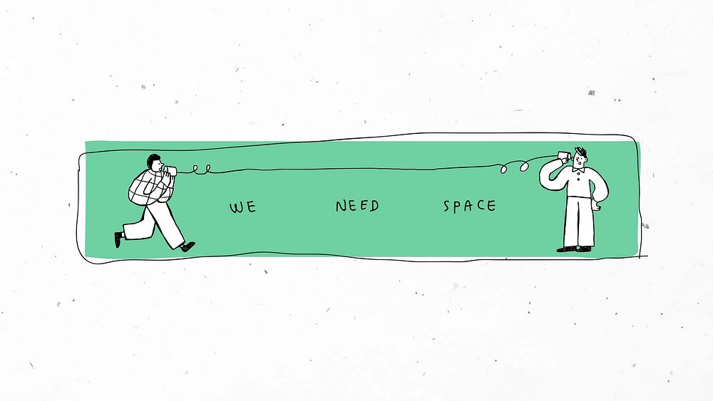 We need space social distancing doodle illustration