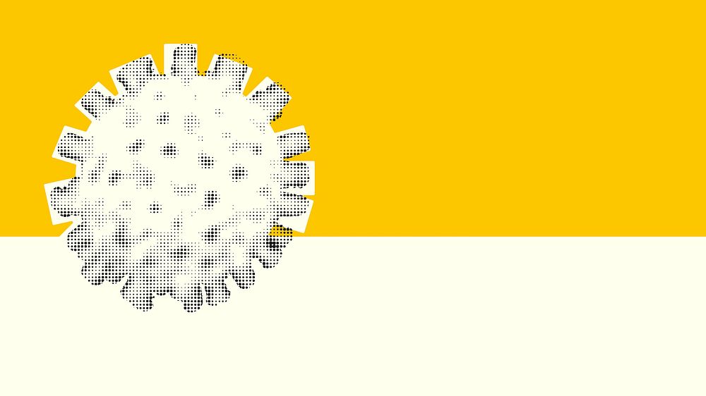 Halftone coronavirus on yellow and cream background vector
